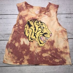Bleach Dyed Tiger Graphic Muscle Tank - Medium